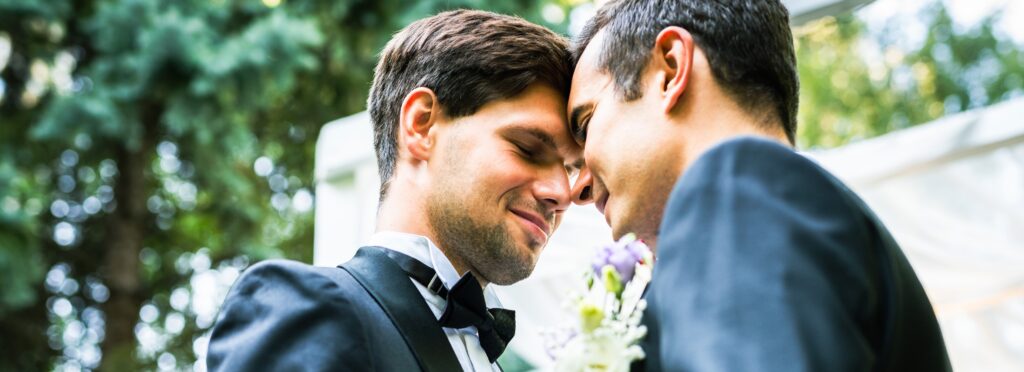 Gay couple celebrating their wedding